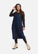 Pinafore Dress in Denim Blue with Fine Texture 'Bella'
