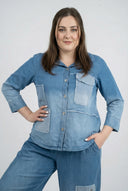 Blusa 'Sky' – Mezclilla Premium, Parche y Elástico