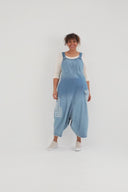 'Sky' Dungarees – premium denim, ombre & patch details